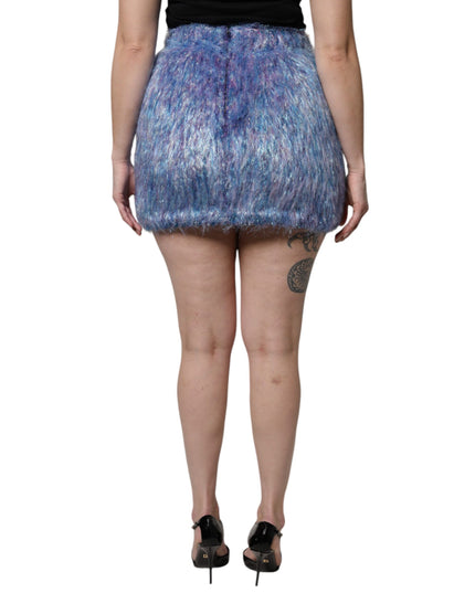 Dolce & Gabbana Multicolor Plush High Waist Mini Skirt