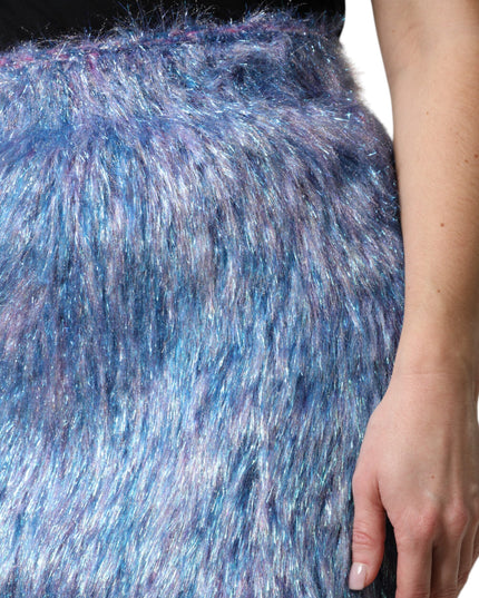 Dolce & Gabbana Multicolor Plush High Waist Mini Skirt