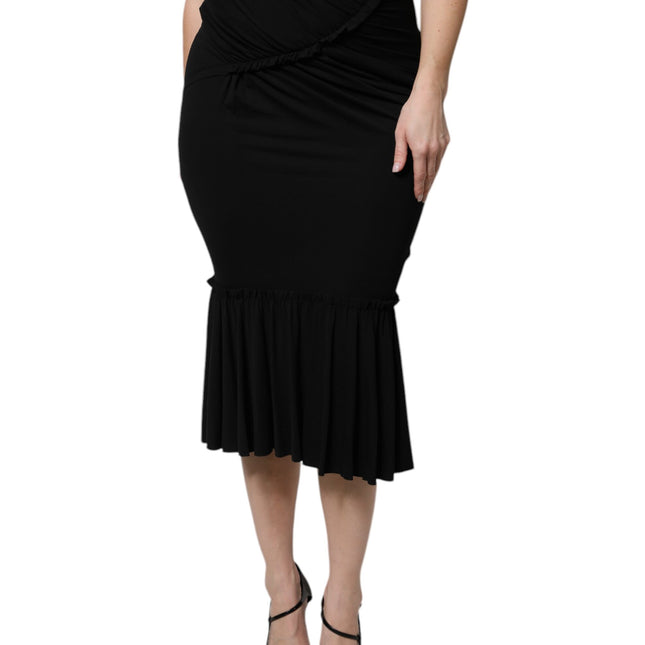 Dolce & Gabbana Black Mermaid Cut High Waist Midi Skirt