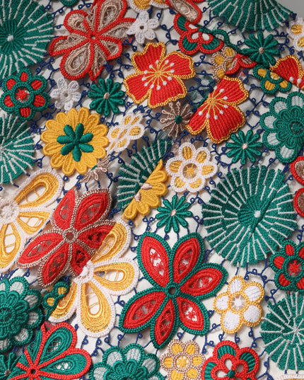 Dolce & Gabbana Multicolor Floral Lace High Waist Mini Skirt