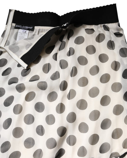 Dolce & Gabbana White Black Polka Dots Knee Length Skirt