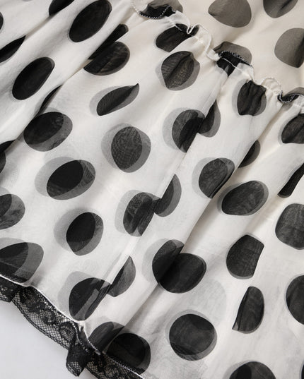 Dolce & Gabbana White Black Polka Dots Knee Length Skirt