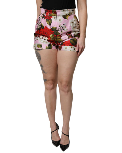 Dolce & Gabbana Pink Floral Print High Waist Hotpants Short