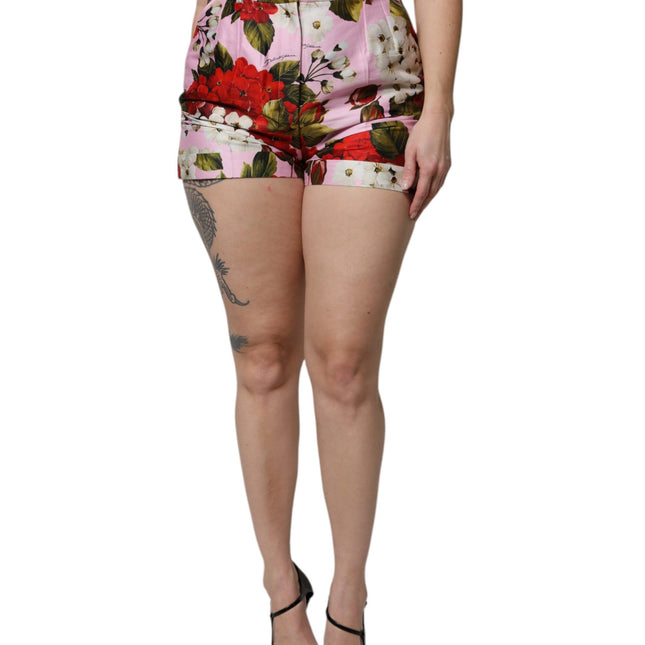 Dolce & Gabbana Pink Floral Print High Waist Hotpants Short