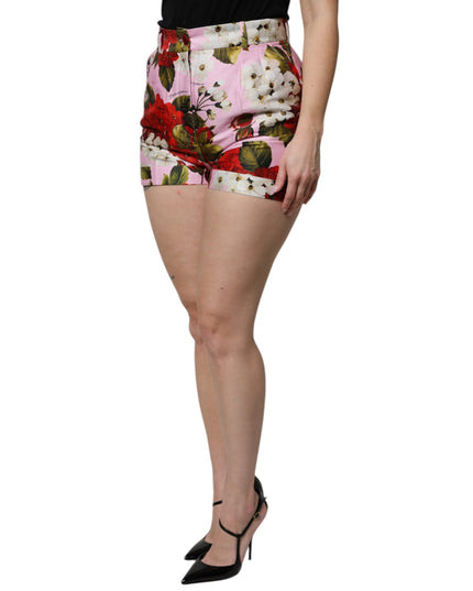Dolce & Gabbana Pink Floral Print High Waist Hotpants Short
