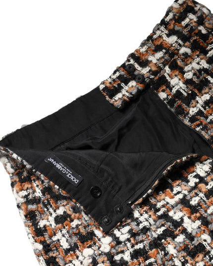 Dolce & Gabbana Multicolor High Waist Tartan Tweed Mini Skirt