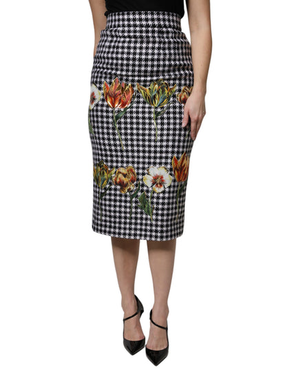 Dolce & Gabbana Multicolor Floral Print High Waist Pencil Cut Skirt