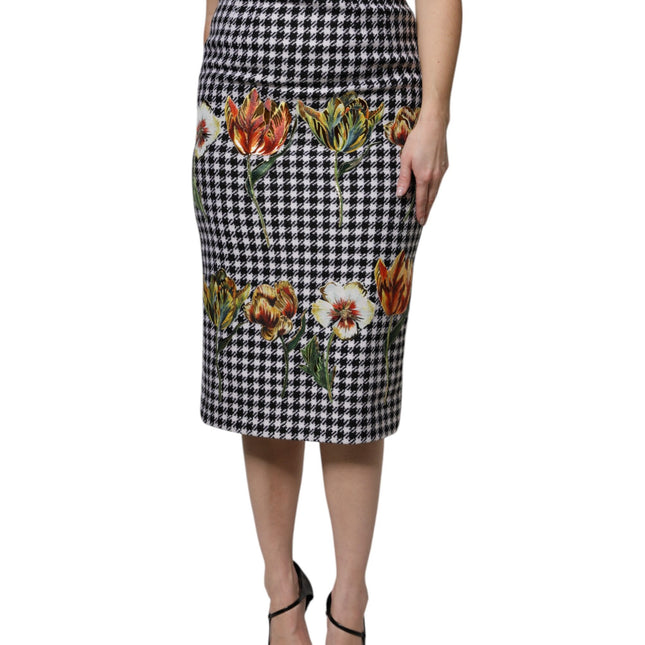 Dolce & Gabbana Multicolor Floral Print High Waist Pencil Cut Skirt