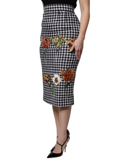 Dolce & Gabbana Multicolor Floral Print High Waist Pencil Cut Skirt