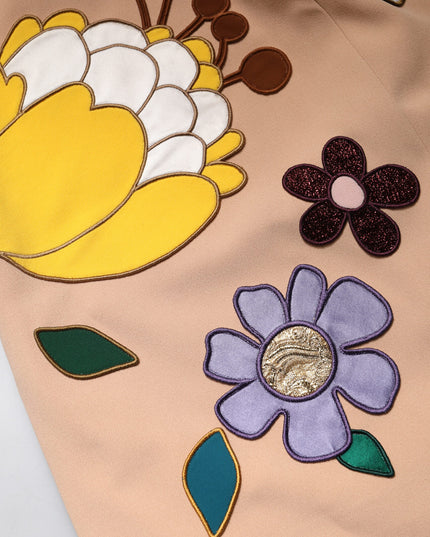 Dolce & Gabbana Beige Floral High Waist Pencil Cut Skirt