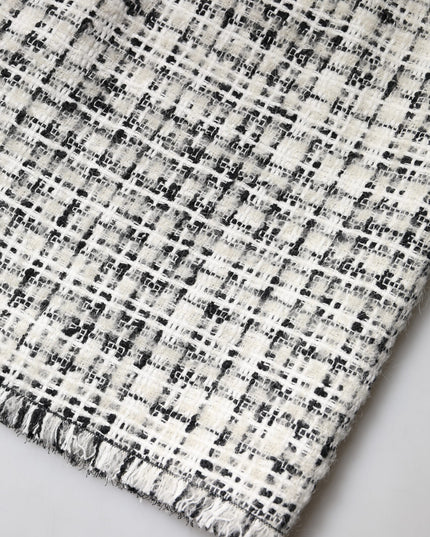 Dolce & Gabbana White Black High Waist Tartan Tweed Mini Skirt