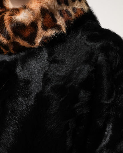 Dolce & Gabbana Black Lamb Fur Short Women Coat Jacket