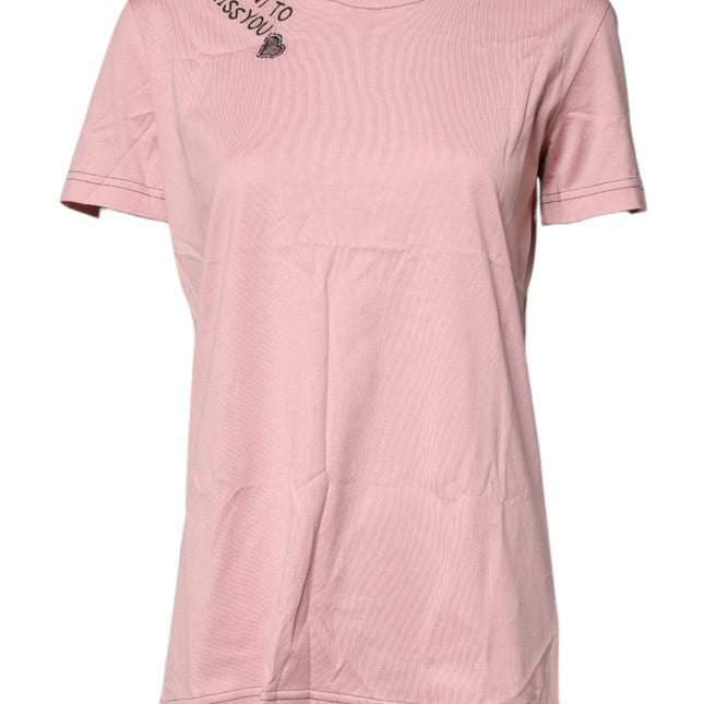 Dolce & Gabbana Pink Logo Print Cotton Crew Neck T-shirt