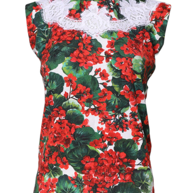 Dolce & Gabbana Multicolor Floral Lace Sleeveless Tank Top