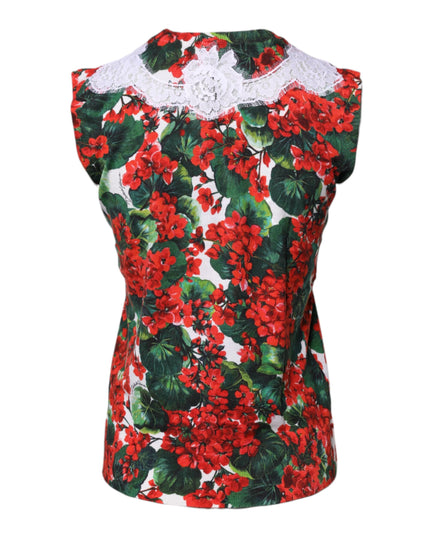 Dolce & Gabbana Multicolor Floral Lace Sleeveless Tank Top