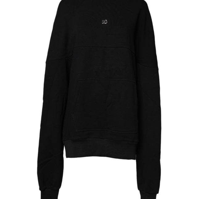 Dolce & Gabbana Black Cotton Crew Neck Sweatshirt Sweater