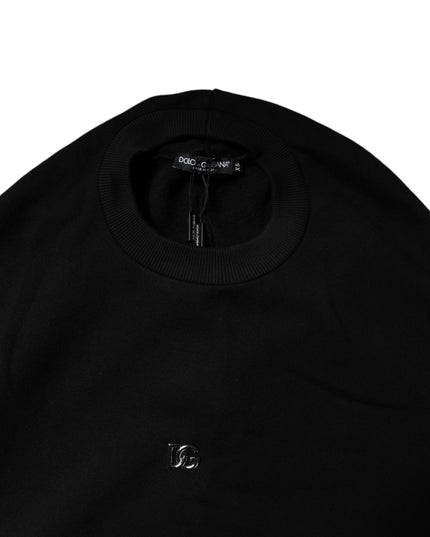 Dolce & Gabbana Black Cotton Crew Neck Sweatshirt Sweater