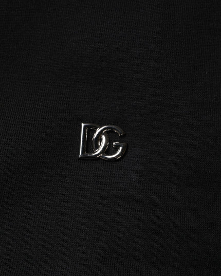 Dolce & Gabbana Black Cotton Crew Neck Sweatshirt Sweater
