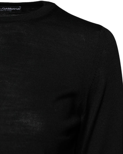 Dolce & Gabbana Black Wool Knit Crew Neck Pullover Sweater