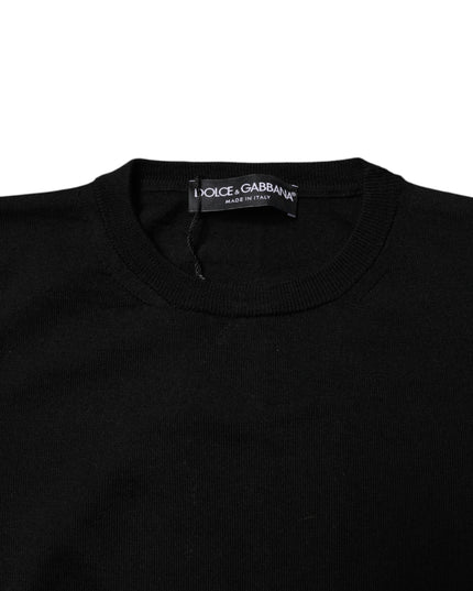 Dolce & Gabbana Black Wool Knit Crew Neck Pullover Sweater
