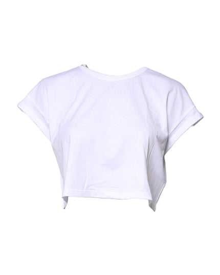 Dolce & Gabbana White Cotton Crew Neck Cropped T-shirt Top