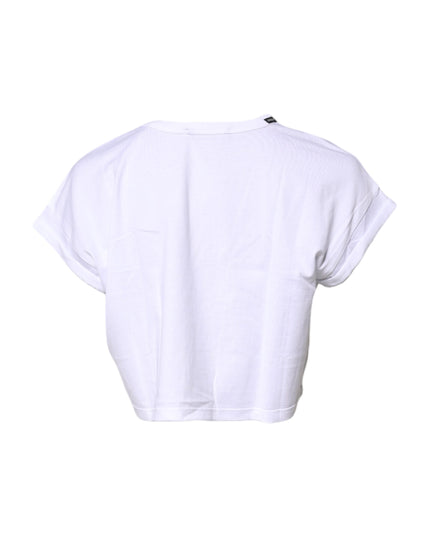 Dolce & Gabbana White Cotton Crew Neck Cropped T-shirt Top