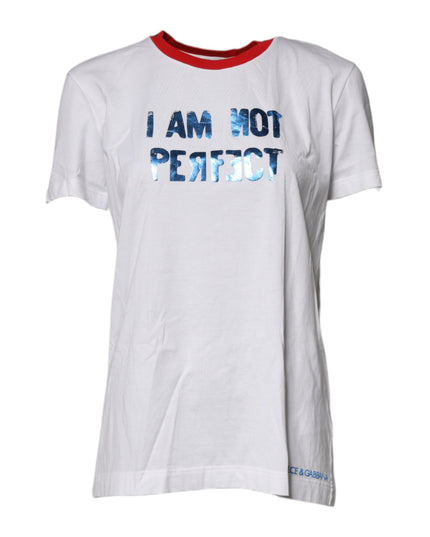 Dolce & Gabbana White Graphic Print Cotton Crew Neck T-shirt