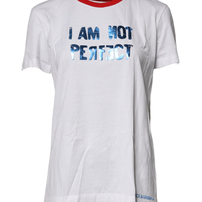 Dolce & Gabbana White Graphic Print Cotton Crew Neck T-shirt