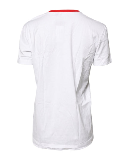 Dolce & Gabbana White Graphic Print Cotton Crew Neck T-shirt