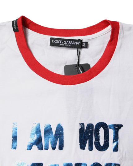 Dolce & Gabbana White Graphic Print Cotton Crew Neck T-shirt