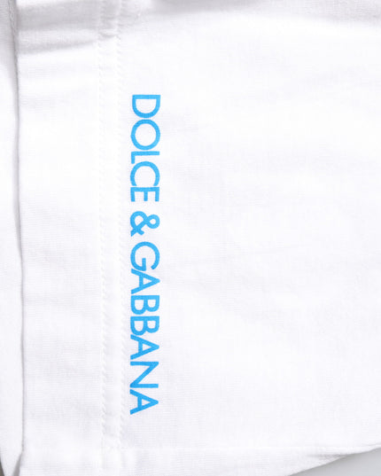 Dolce & Gabbana White Graphic Print Cotton Crew Neck T-shirt