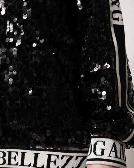 Dolce & Gabbana Black DG Queen Sequin Pullover Sweater