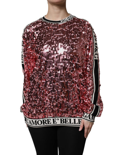 Dolce & Gabbana Pink DG Queen Sequin Pullover Sweater
