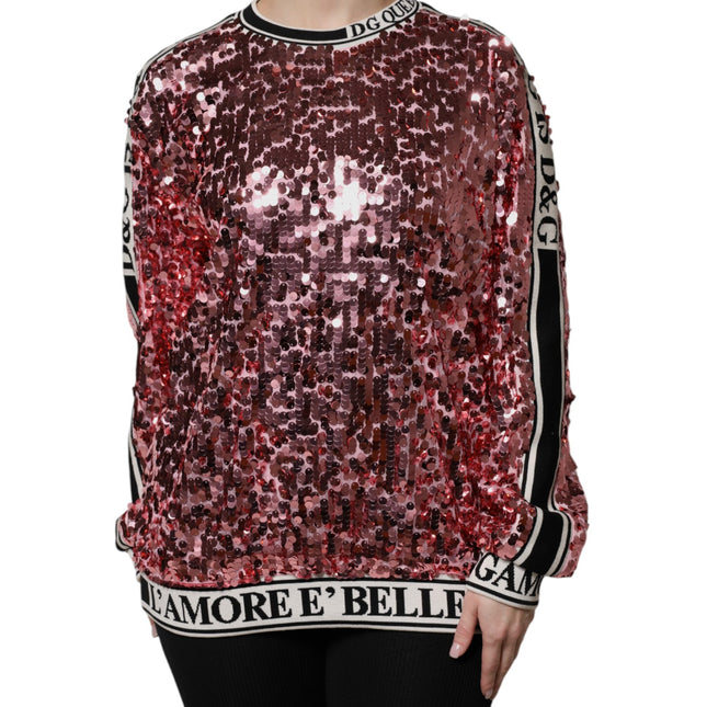 Dolce & Gabbana Pink DG Queen Sequin Pullover Sweater