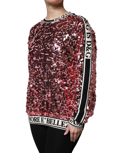 Dolce & Gabbana Pink DG Queen Sequin Pullover Sweater