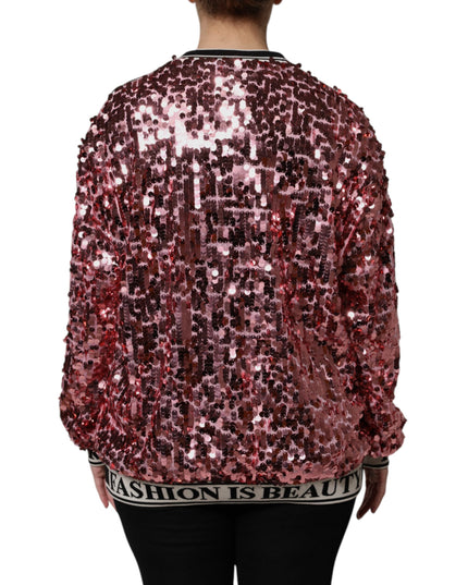 Dolce & Gabbana Pink DG Queen Sequin Pullover Sweater