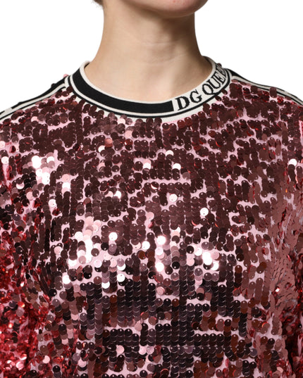 Dolce & Gabbana Pink DG Queen Sequin Pullover Sweater