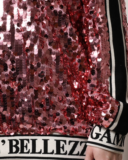 Dolce & Gabbana Pink DG Queen Sequin Pullover Sweater