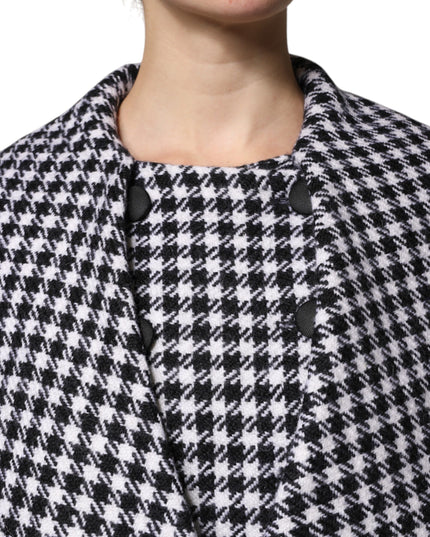 Dolce & Gabbana Black White Monochrome Patterned Floral Cape Jacket