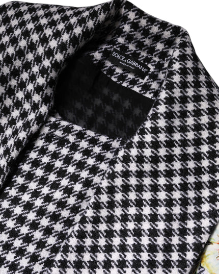 Dolce & Gabbana Black White Monochrome Patterned Floral Cape Jacket