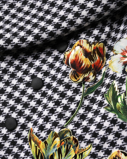Dolce & Gabbana Black White Monochrome Patterned Floral Cape Jacket