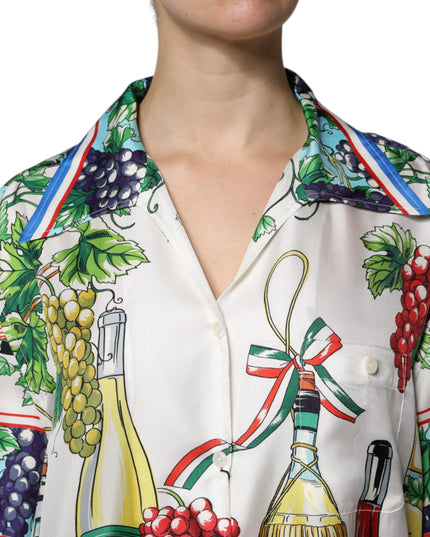 Dolce & Gabbana Multicolor Short Sleeve Silk Food Shirt Top