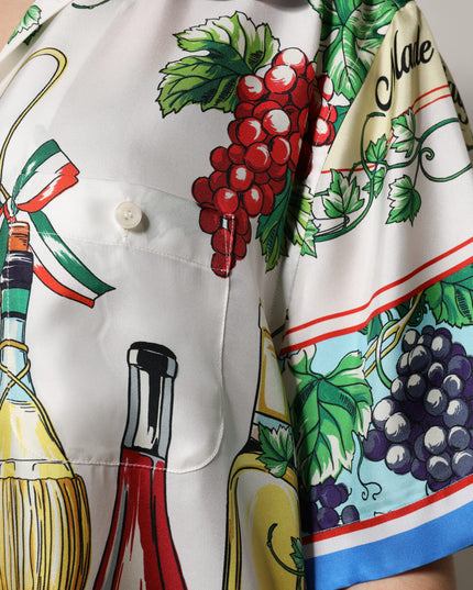 Dolce & Gabbana Multicolor Short Sleeve Silk Food Shirt Top