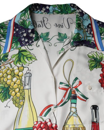 Dolce & Gabbana Multicolor Short Sleeve Silk Food Shirt Top