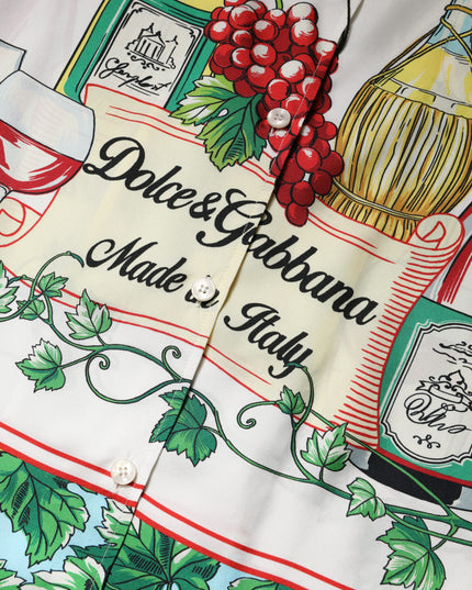 Dolce & Gabbana Multicolor Short Sleeve Silk Food Shirt Top