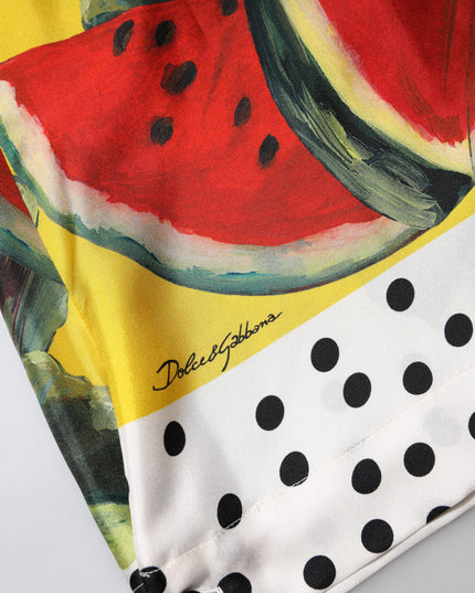 Dolce & Gabbana Multicolor Watermelon Collared Shirt Top