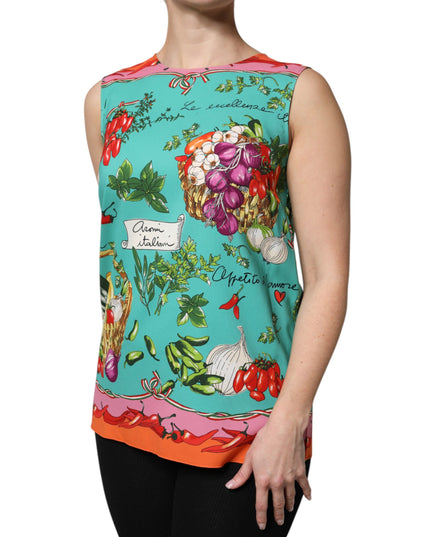 Dolce & Gabbana Multicolor Floral Silk Sleeveless Tank Top