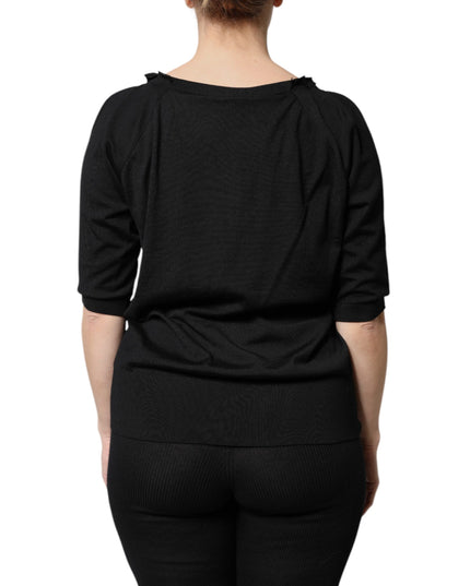 Dolce & Gabbana Black Button Down Short Sleeve Blouse Top