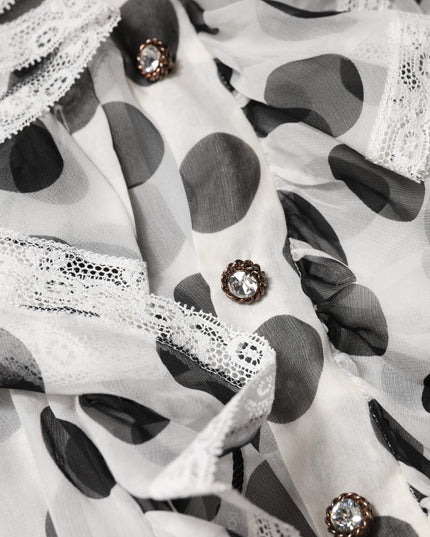 Dolce & Gabbana White Black Polka Dot Cotton Sleeveless Top