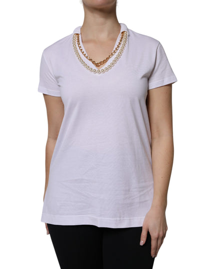 Dolce & Gabbana White Necklace Cotton Short Sleeve T-shirt